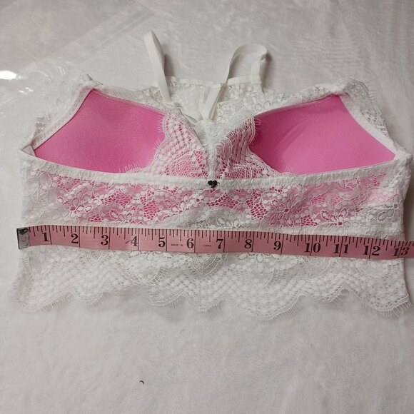 Victoria Secret Pink, Bralette, White Lace Padded, Underwire, Push Up, Med (A-C) - Picture 6 of 9